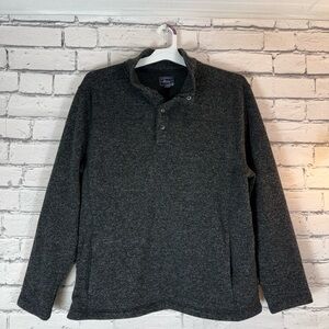 GH Bass & Co Pullover 1/4 Quarter Zip Mens Sweater Sweatshirt Black Gray Size XL